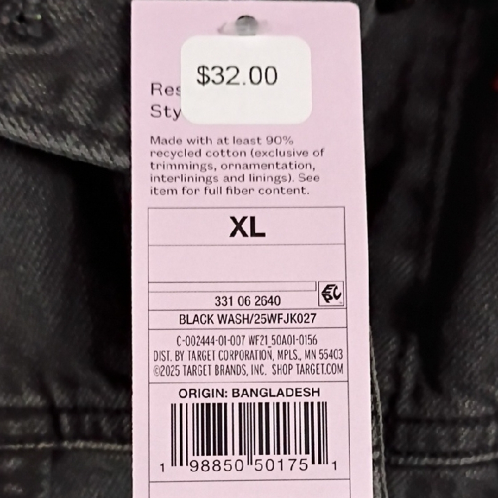 Wild Fable Black Jean Jacket with Red Floral Embroidery - Picture 5 of 7